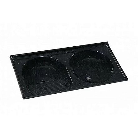 Tanque Duplo Mármore Sintético 100x51cm Preto Rorato