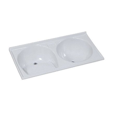 Tanque Duplo Mármore Sintético 100x51cm Branco Gelo Rorato