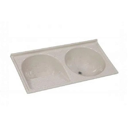 Tanque Duplo Mármore Sintético 100x51cm Bege Rorato