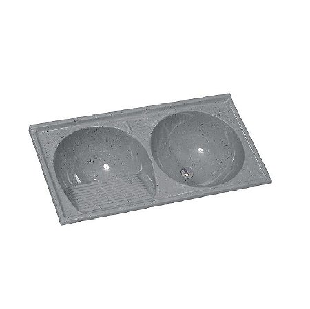 Tanque Duplo Mármore Sintético 100x51cm Cinza Rorato