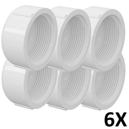 Kit 6 Tampão CAP PVC Roscável 1.1/2" Branco (50mm) Tigre