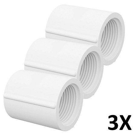 Kit 3 Luva PVC Roscável 1.1/2" Branca (50mm) Tigre