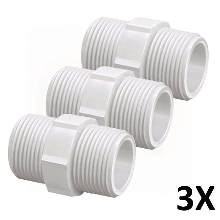 Kit 3 Niple/Nipel PVC Roscável 1.1/2" Branca (50mm) Tigre