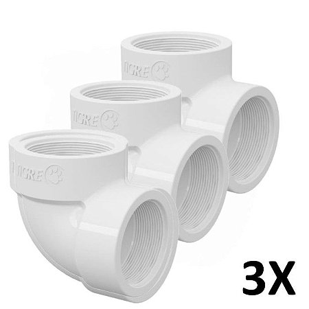 Kit 3 Joelho/Cotovelo 90º PVC Roscável 1 (32mm) Branco Tigre
