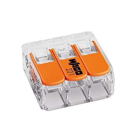 Conector Emenda Compacto Fios e Cabos 3 Vias 221 Wago