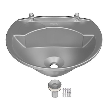 Lavatório Plástico Prata Kit Instalação 3,8L 36X28cm Astra