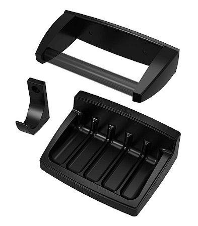 Kit Para Banheiro Saboneteira Cabide e Papeleira Preto Astra