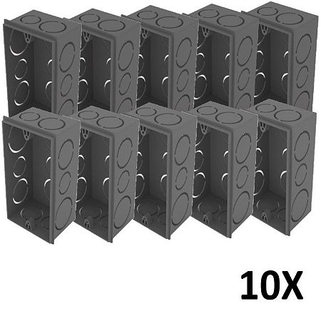 Kit 10 Caixa De Luz 4x2 Embutir Cinza Tuboline