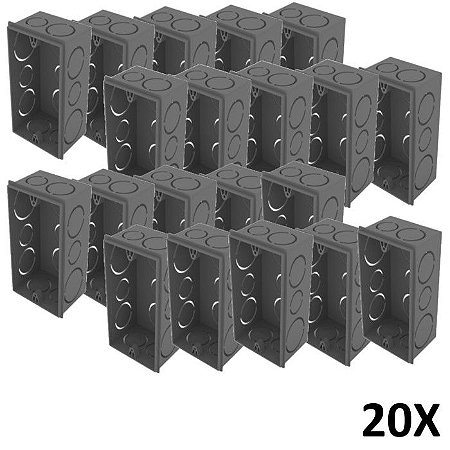 Kit 20 Caixa De Luz 4x2 Embutir Cinza Tuboline