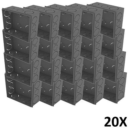 Kit 20 Caixa De Luz 4x4 Embutir Cinza Tuboline