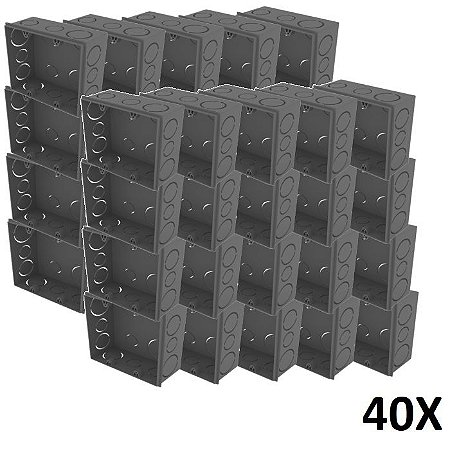 Kit 40 Caixa De Luz 4x4 Embutir Cinza Tuboline