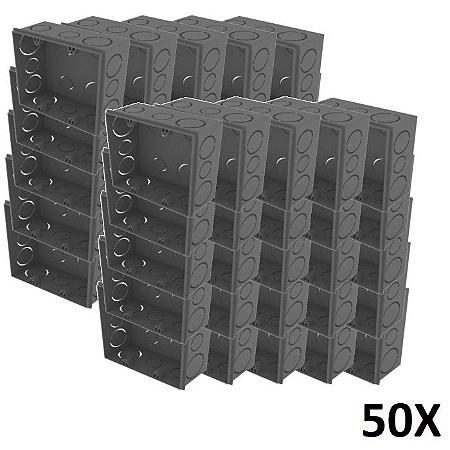 Kit 50 Caixa De Luz 4x4 Embutir Cinza Tuboline