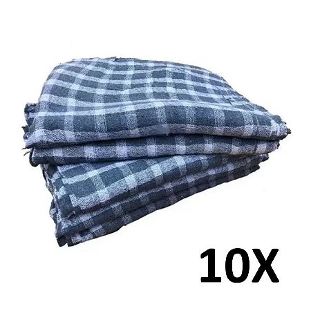 Kit 10 Pano de Chão Xadrez Alvejado P/ Limpeza Uso Geral