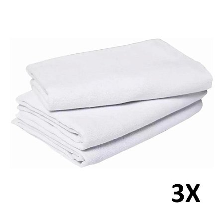 Kit 3 Pano de Chão Branco Alvejado P/ Limpeza Uso Geral