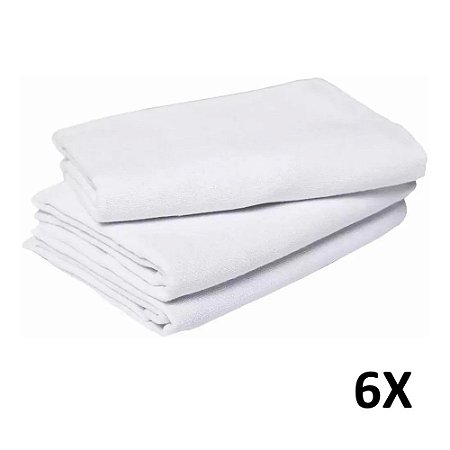Kit 6 Pano de Chão Branco Alvejado P/ Limpeza Uso Geral