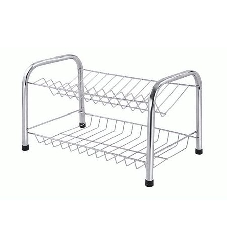 Escorredor de Louças 13 Pratos Duplo Aço Inox Cromado
