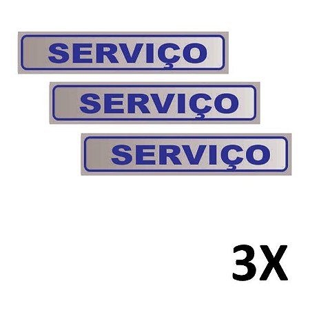 Kit 3 Placa de Aviso Sinalização Portas Serviço 25cmx5cm