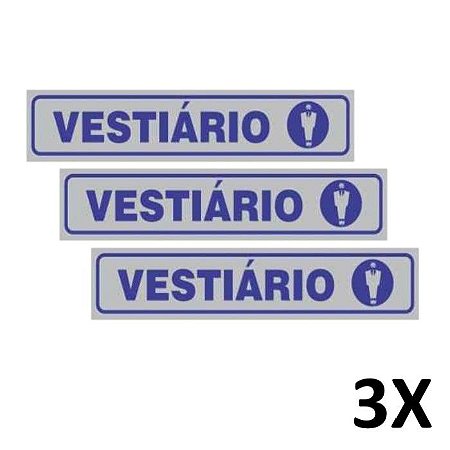 Kit 3 Placa Sinalização Portas Vestiário Masculino 25cmx5cm