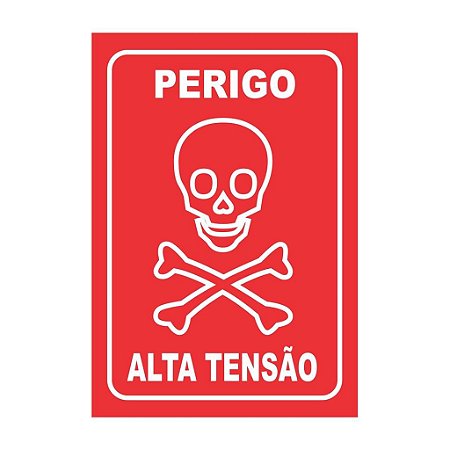Placa de Aviso Sinalização Perigo Alta Tensão 20cmx14,5cm