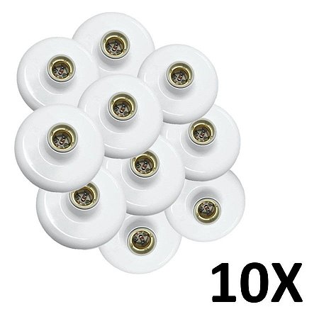Kit 10 Plafonier Plafon em Soquete de Porcelana 100W