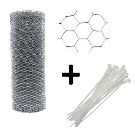 Tela Arame Pinteiro 1X10Metros + 20 Enforca Gato 3,6mmx300mm