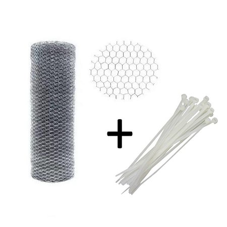 Tela Arame Viveiro 1X10Metros + 20 Enforca Gato 3,6mmx300mm