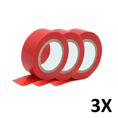 Kit 3 Fita Isolante Colorida Antichama 19mmX10m Vermelha