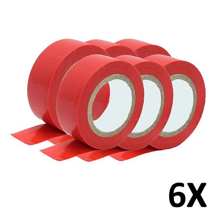 Kit 6 Fita Isolante Colorida Antichama 19mmX10m Vermelha