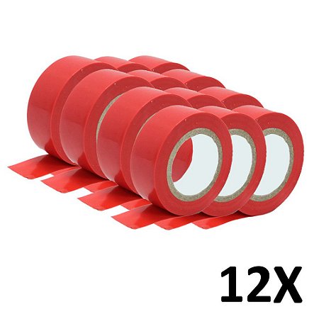 Kit 12 Fita Isolante Colorida Antichama 19mmX10m Vermelha