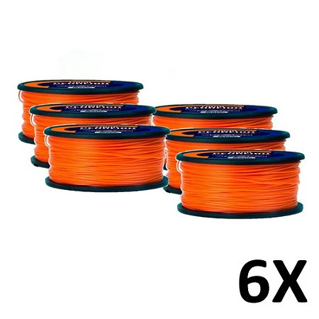 Kit 6 Carretel de Linha de Pedreiro Lisa 100 metros Laranja