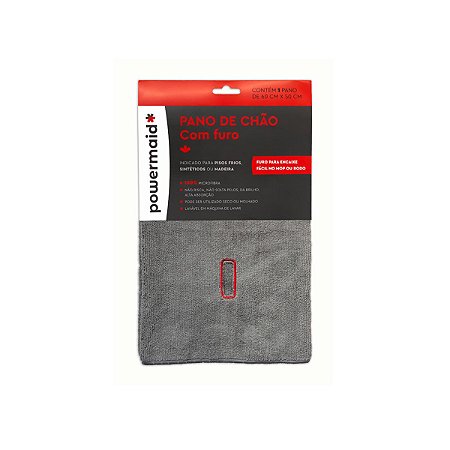 Pano Chão Microfibra Multiuso com Furo para  Rodo 60x50cm