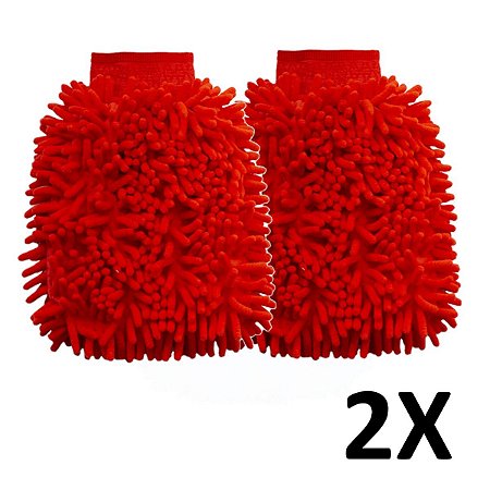 Kit 2 Luva Microfibra Multiuso Lavagem Carro Moto Automotiva