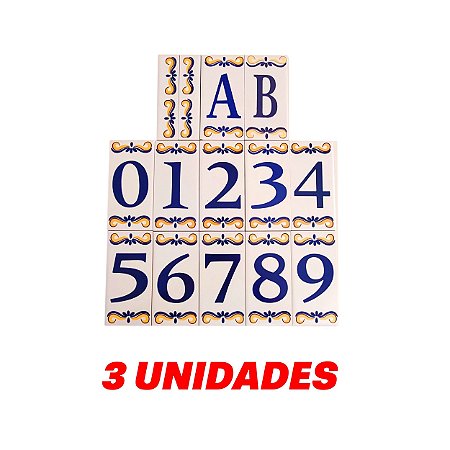 Kit 3 Números Letras Residenciais De Cerâmica 0 Ao 9 Moema