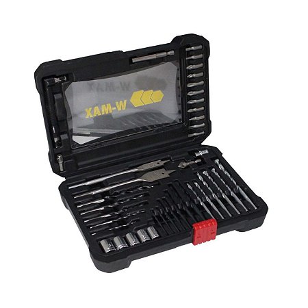 Kit Jogo Broca Bits Ferramenta de Aperto Soquete 41 Peças