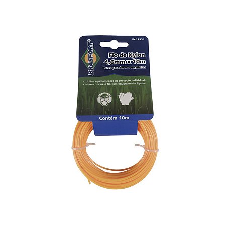 Fio Nylon Redondo Roçadeira Cortador Aparar Grama 1,6mm 10M