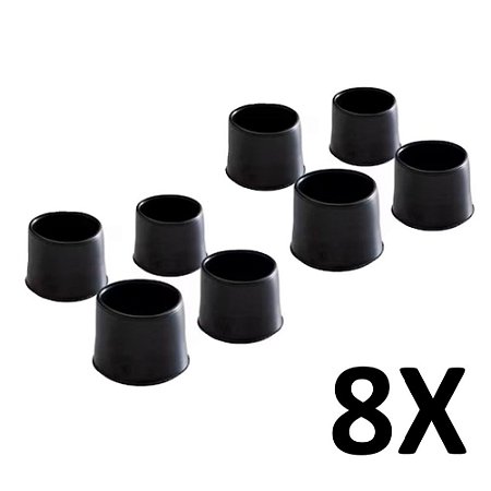 Kit 8 Ponteira Cadeiras Mesa Pés Móveis Tubos Preta 7/8''