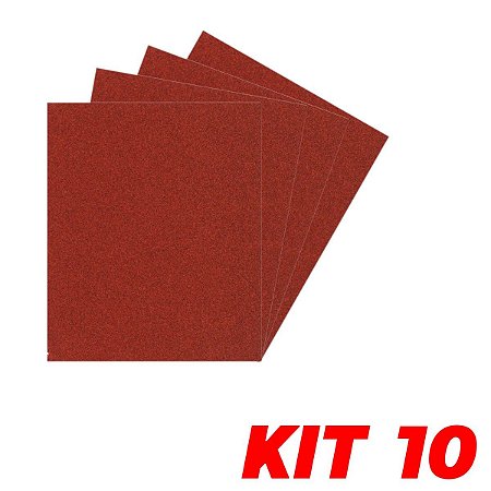 Kit 10 Lixa Folha Grão 220 Massa Gesso Parede 27X22cm