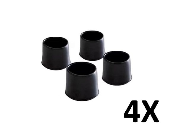 Kit 4 Ponteira Cadeiras Mesa Pés Móveis Tubos Preta 1''