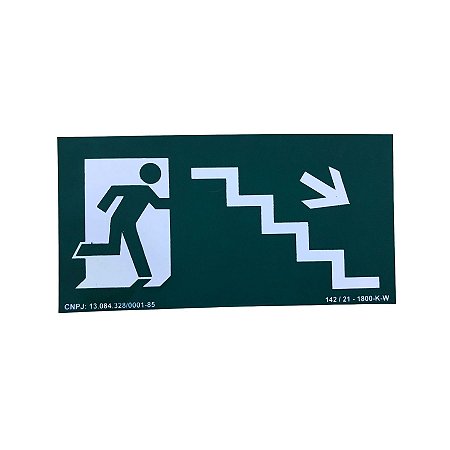 Placa PVC Fotoluminescente Desce Escada À Direita