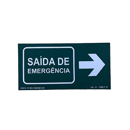 Placa PVC Fotoluminescente Saída Emergência À Direita