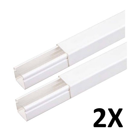 Kit 2 Canaletas Cabos Fios Fita Dupla Face 2MT Branco