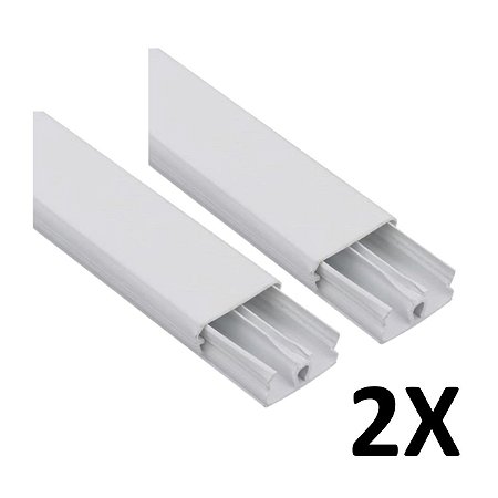Kit 2 Canaleta 2 Divisórias Cabos Fios Fita Dupla Face 2MT