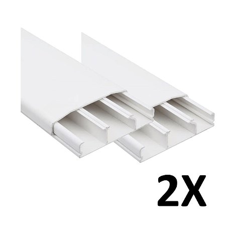 Kit 2 Canaleta 3 Divisórias Cabos Fios Fita Dupla Face 2MT
