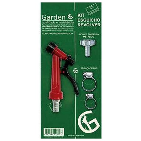 Kit P/ Mangueira Esguicho Revólver Luxo 1/2" C/ Bico Garden