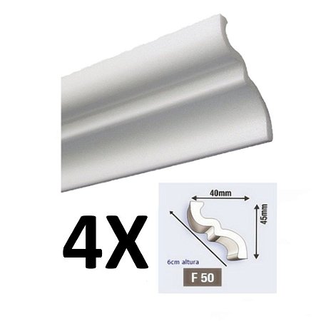 Kit 4 Molduras de Isopor Rodateto F50 8 Metros Epex