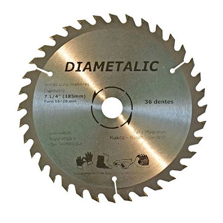 Disco Serra Para Madeira 180mm 7.1/4'' 36 Dentes Diametalic