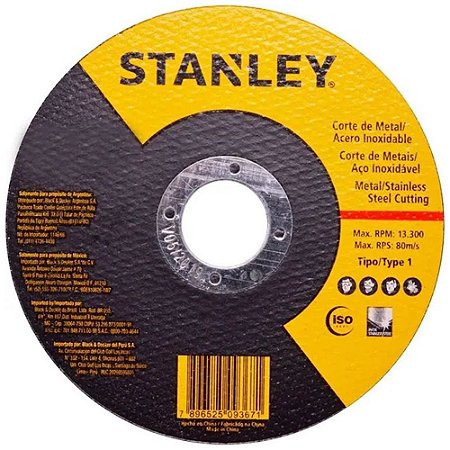 Disco Corte P/ Metal 115x22mm 4.1/2''x7/8'' STA0410F Stanley