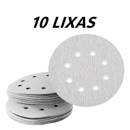 Kit 10 Disco Lixa Pluma Orbital 125mm 5" 8 Furos Grão 60