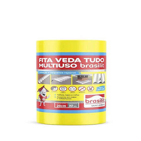 Fita Veda Tudo Manta Asfáltica Aluminizada 20cmX10m Brasilit