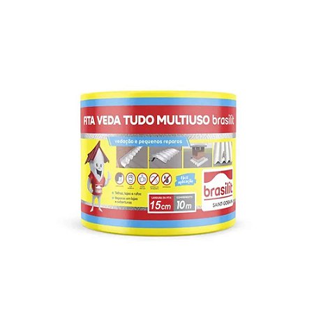 Fita Veda Tudo Manta Asfáltica Aluminizada 15cmX10m Brasilit
